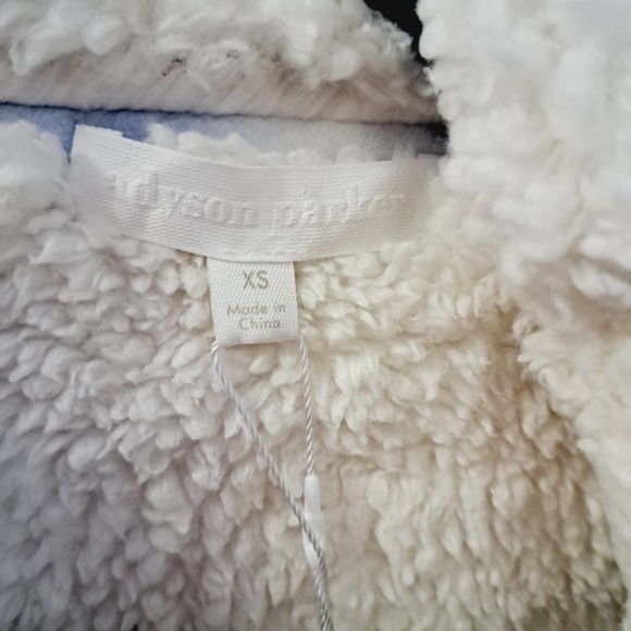 Ady P Light Blue Creamy White Waterfall open front soft fuzzy fleece vest  X Sm - Picture 5 of 5